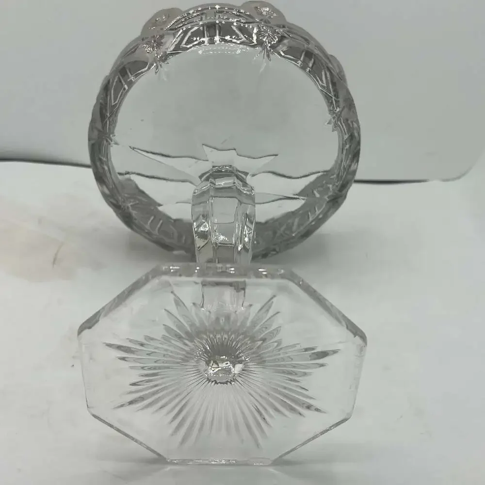 Vintage Athenia Clear Round Compote by Tiffin-Franciscan silver incrusted Bowl